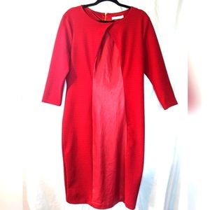 New York & Company Red Stretch Pleather Bodycon Dress, LP
